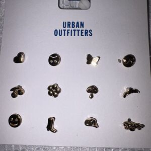Urban Outfitters UO Gold Colored Stud Icon Earring Set 12 earrings NWT